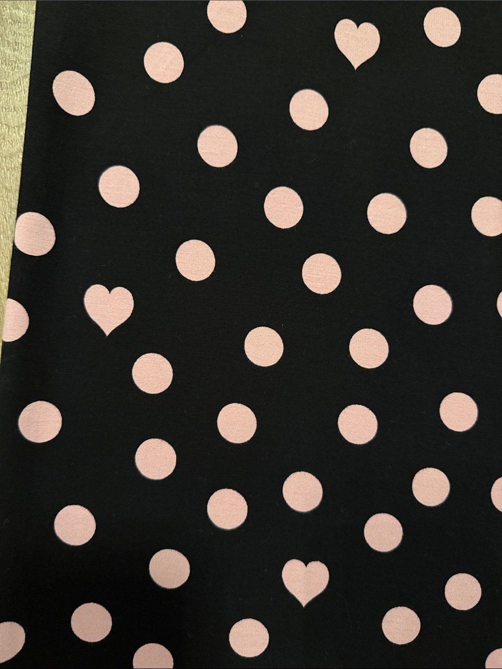 NEW Anthropologie Black pants with Pink Polka Dot & Heart Print - Picture 3 of 15